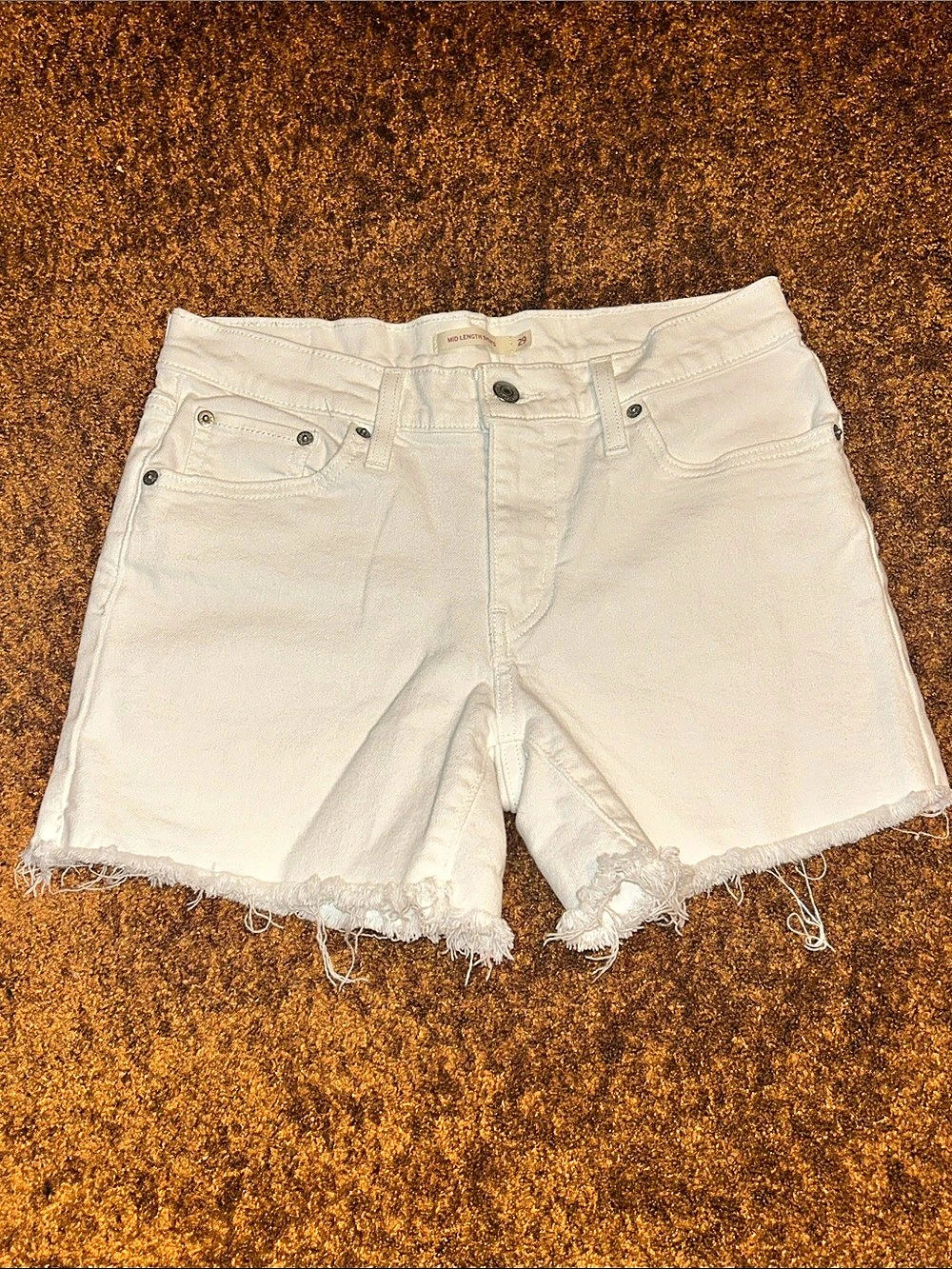 Levi's Mid Length Shorts Jean Shorts Waist 29 White